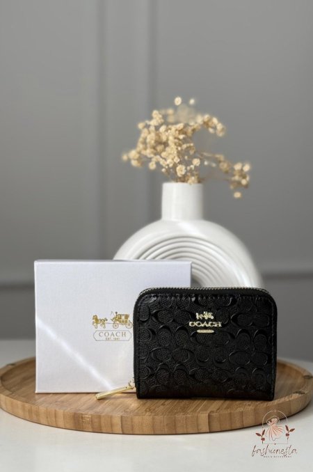 جزدان - Coach مقاس صغير / شامل علبة الشركة مع سحاب داخلي للفراطة