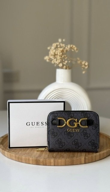 جزدان - Guess مقاس صغير شعار G / شامل علبة الشركة مع سحاب داخلي للفراطة