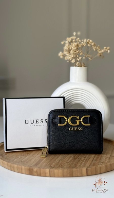 جزدان - Guess مقاس صغير شعار G / شامل علبة الشركة مع سحاب داخلي للفراطة